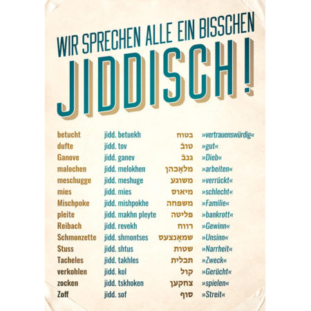Postkarte: Wir sprechen alle ein bisschen Jiddisch